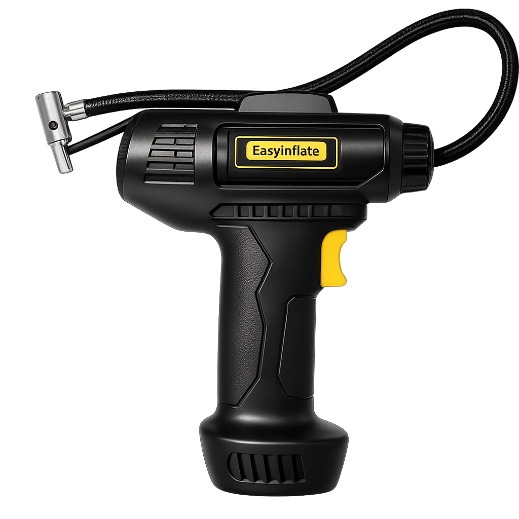 The “EasyInflate” wireless tyre inflator, with multiple nozzles, and 150 PSI power