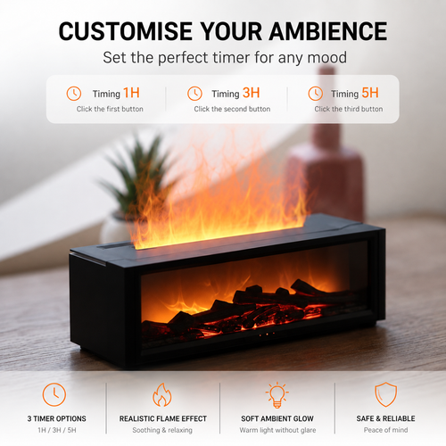 The “CozyBlaze” Aroma Diffuser with fireplace effect