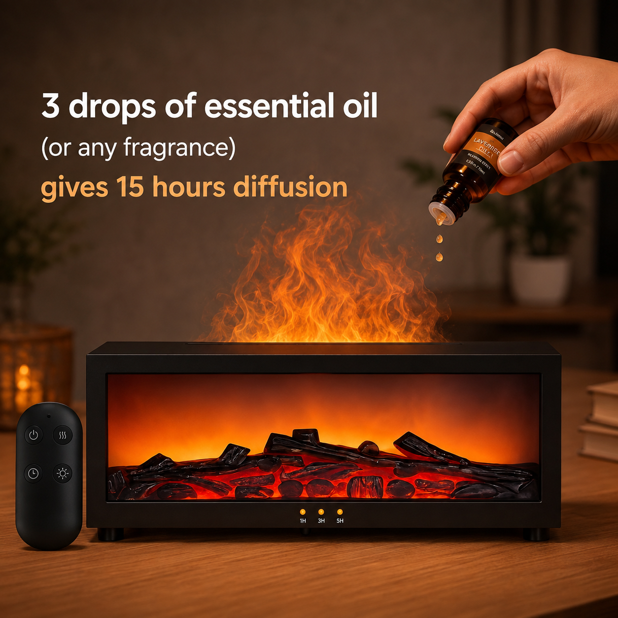 The “CozyBlaze” Aroma Diffuser with fireplace effect