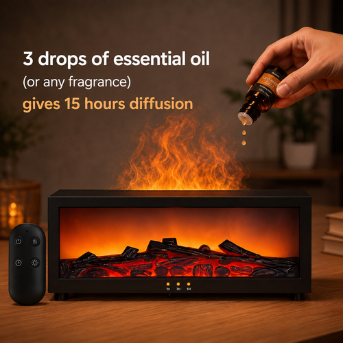 The “CozyBlaze” Aroma Diffuser with fireplace effect